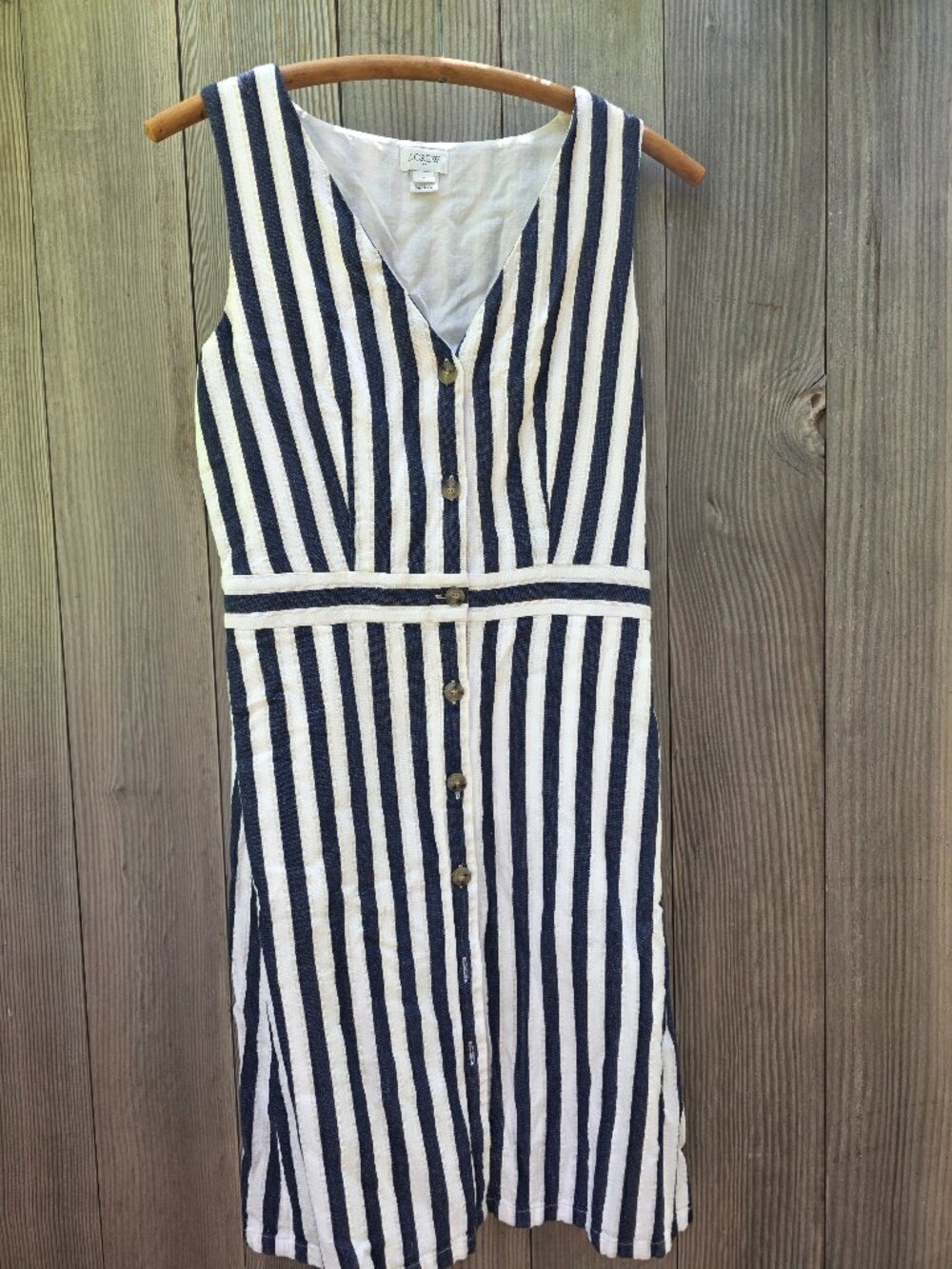 J Crew Striped Sleeveless Dress 4 Cotton Linen Viscose